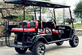 DMF Black Golf Cart - 4 passenger extended roof with fold down seats (+2 passenger)  and 12" rims.